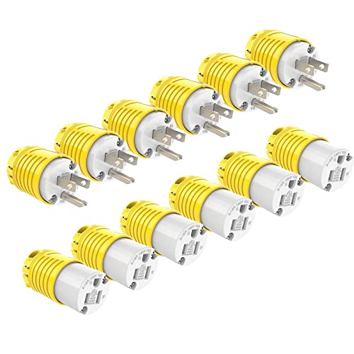 RVGUARD 15A Extension Cord Plug Set - Male & Female 6 Pack