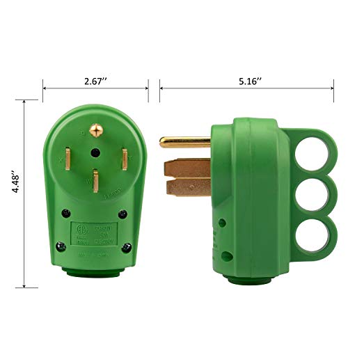 thumbnail image 2 of RVGUARD 50 Amp RV Male Plug Replacement - NEMA 14-50P, 125/250V, With Safety Disconnect Handle (Green) 2 of 14