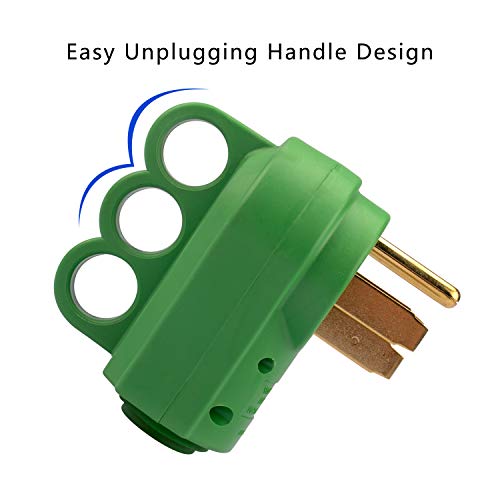 thumbnail image 2 of RVGUARD 50 Amp RV Male Plug Replacement - NEMA 14-50P, 125/250V, With Safety Disconnect Handle (Green) 2 of 14