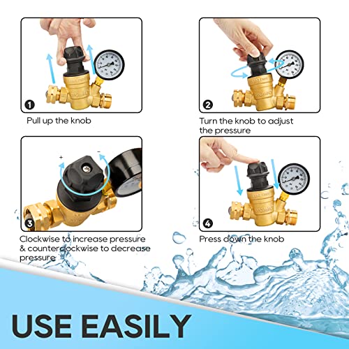 Load image into Gallery viewer, RV Water Pressure Regulator Valve with Adjustable Knob - RVGUARD
