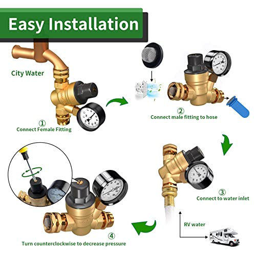 Load image into Gallery viewer, RV Water Pressure Regulator Valve with Inlet Screen Filter - RVGUARD
