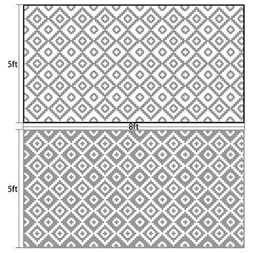 Reversible Outdoor Rugs 5 x 8 Feet - Gray - RVGUARD