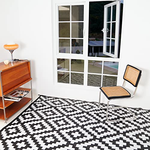 Load image into Gallery viewer, Reversible Outdoor Rugs 6 x 9 Feet - Black - RVGUARD

