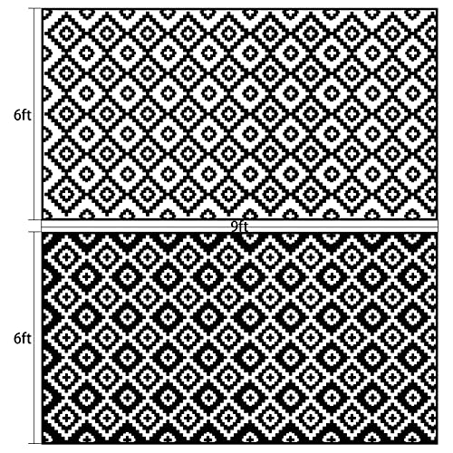 Load image into Gallery viewer, Reversible Outdoor Rugs 6 x 9 Feet - Black - RVGUARD

